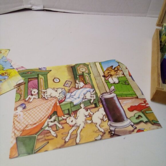 Vintage Brandie Wood Block Puzzle Nursery Rhymes Box - Picture 11 of 13